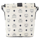 MCM Vicetos Logogram Shoulder Bag PVC Leather White Gold Auth 179730-3