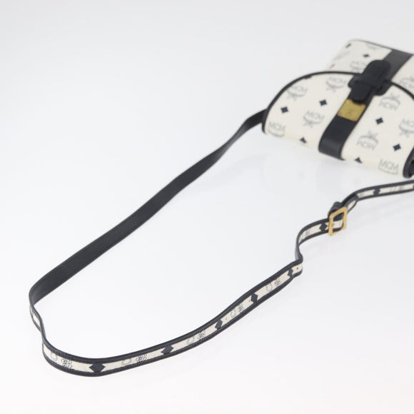 MCM Vicetos Logogram Shoulder Bag PVC Leather White Gold Auth 179730