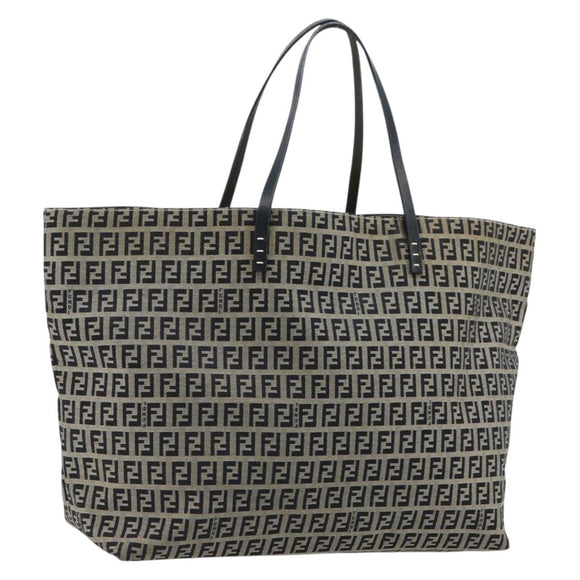 FENDI Zucchino Canvas Tote Bag Navy Auth 179732V