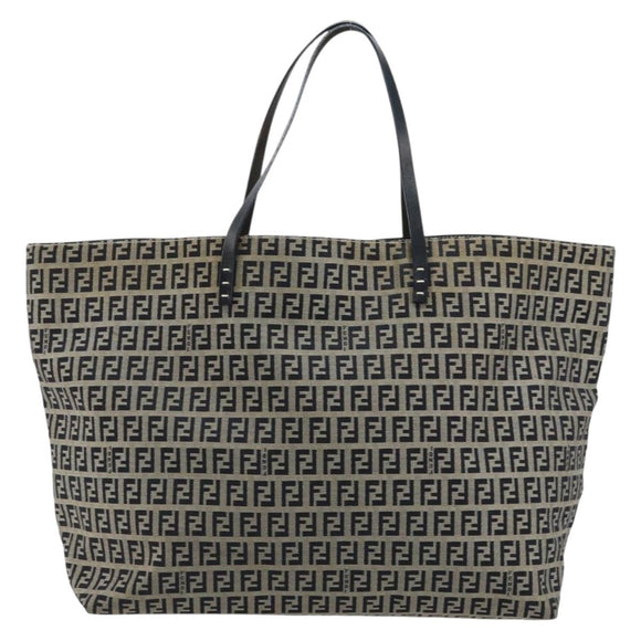 FENDI Zucchino Canvas Tote Bag Navy Auth 179732V