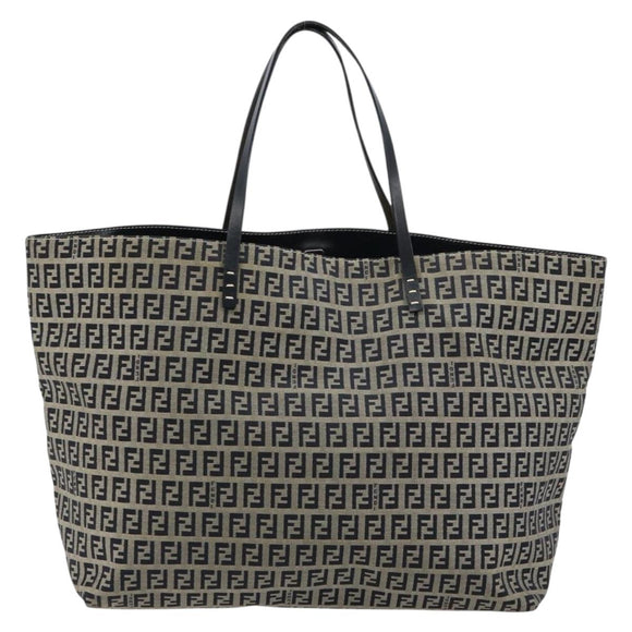 FENDI Zucchino Canvas Tote Bag Navy Auth 179732V