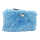 PRADA Clutch Bag Pelz Silber Hellblau Auth 179733SM-1