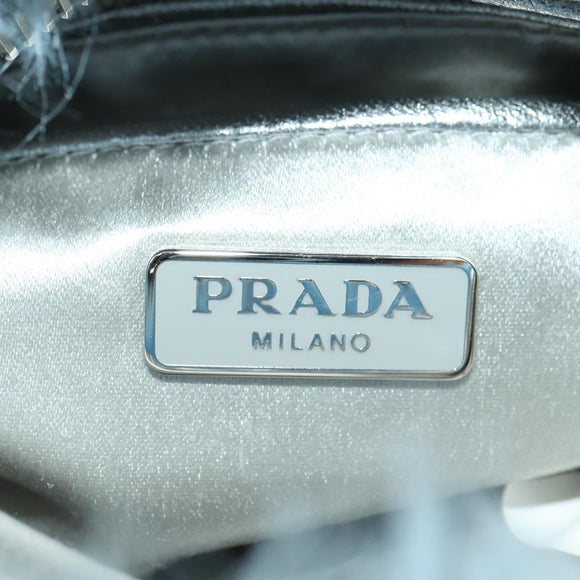 PRADA Clutch Bag Pelz Silber Hellblau Auth 179733SM