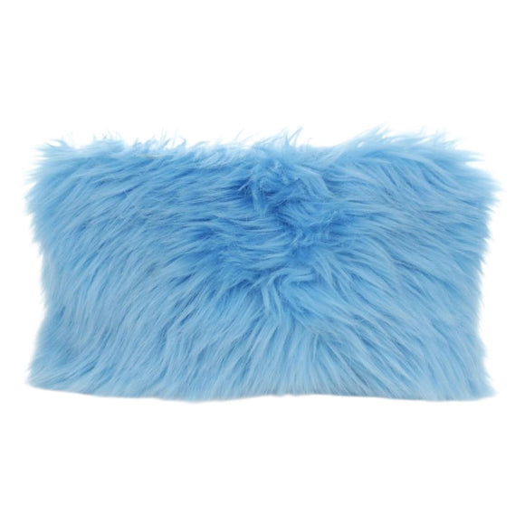 PRADA Clutch Bag Pelz Silber Hellblau Auth 179733SM