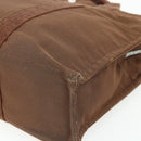 HERMES Her Line Tote MM Tote Bag Canvas Brown Silver Auth 179734A-12