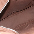 HERMES Her Line Tote MM Tote Bag Canvas Brown Silver Auth 179734A-15