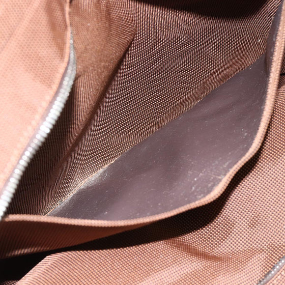 HERMES Her Line Tote MM Tote Bag Canvas Brown Silver Auth 179734A