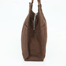 HERMES Her Line Tote MM Tote Bag Canvas Brown Silver Auth 179734A-4