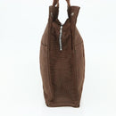 HERMES Her Line Tote MM Tote Bag Canvas Brown Silver Auth 179734A-5