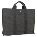 HERMES Her Line Tote MM Tote Bag Canvas Gray Silver Auth 179736A-1