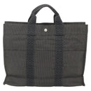HERMES Her Line Tote MM Tote Bag Canvas Gray Silver Auth 179736A-3