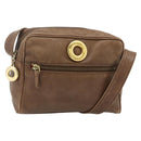 CELINE Circle Shoulder Bag Leather Brown Gold Auth 179757-1