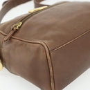 CELINE Circle Shoulder Bag Leather Brown Gold Auth 179757-11
