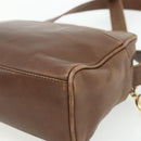 CELINE Circle Shoulder Bag Leather Brown Gold Auth 179757-12