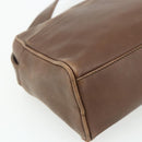 CELINE Circle Shoulder Bag Leather Brown Gold Auth 179757-13