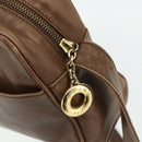 CELINE Circle Shoulder Bag Leather Brown Gold Auth 179757-14