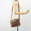 CELINE Circle Shoulder Bag Leather Brown Gold Auth 179757-23