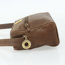 CELINE Circle Shoulder Bag Leather Brown Gold Auth 179757-4