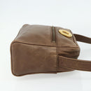 CELINE Circle Shoulder Bag Leather Brown Gold Auth 179757-5