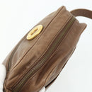 CELINE Circle Shoulder Bag Leather Brown Gold Auth 179757-6