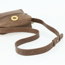CELINE Circle Shoulder Bag Leather Brown Gold Auth 179757-7