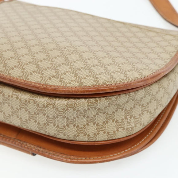 CELINE Macadam Canvas Shoulder Bag PVC Beige Gold Auth 179759