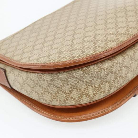 CELINE Macadam Canvas Shoulder Bag PVC Beige Gold Auth 179759