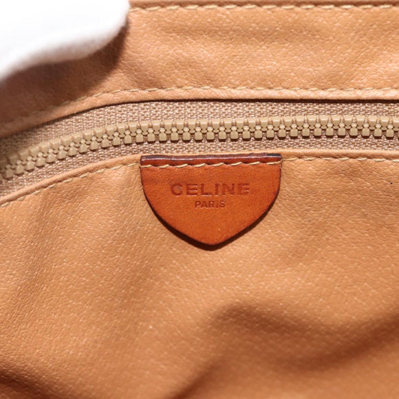 CELINE Macadam Canvas Shoulder Bag PVC Beige Gold Auth 179759