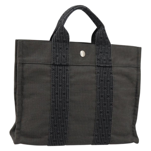 HERMES Her Line PM Handtasche Canvas Grau Silber Auth 179760A