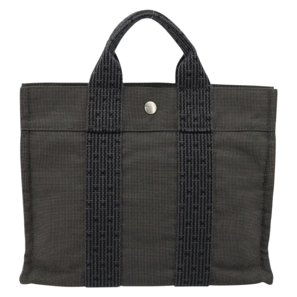 HERMES Her Line PM Handtasche Canvas Grau Silber Auth 179760A