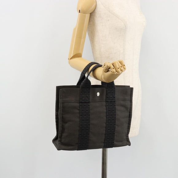 HERMES Her Line PM Handtasche Canvas Grau Silber Auth 179760A