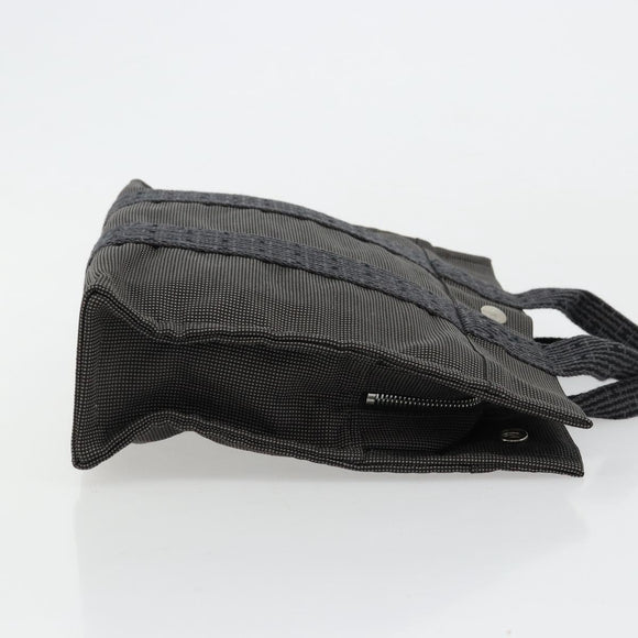 HERMES Her Line PM Handtasche Canvas Grau Silber Auth 179760A