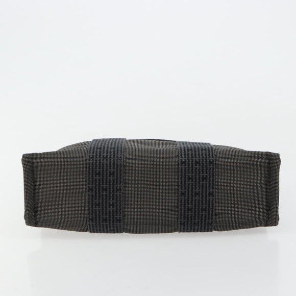 HERMES Her Line PM Handtasche Canvas Grau Silber Auth 179760A