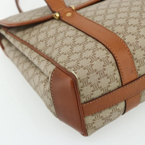 CELINE Macadam Canvas Hand Bag PVC Beige Gold Auth 179761