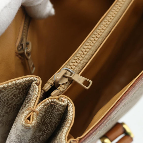 CELINE Macadam Canvas Hand Bag PVC Beige Gold Auth 179761