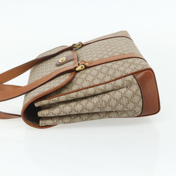 CELINE Macadam Canvas Hand Bag PVC Beige Gold Auth 179761