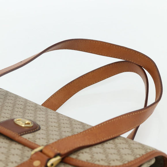 CELINE Macadam Canvas Hand Bag PVC Beige Gold Auth 179761
