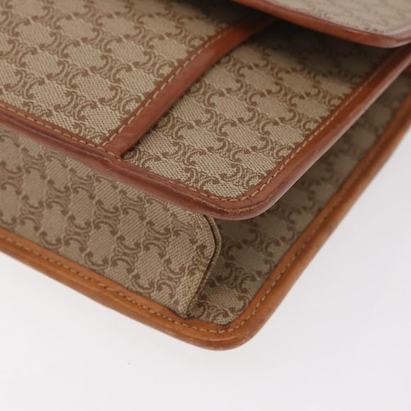 CELINE Macadam Canvas Shoulder Bag PVC Beige Gold Auth 179762A