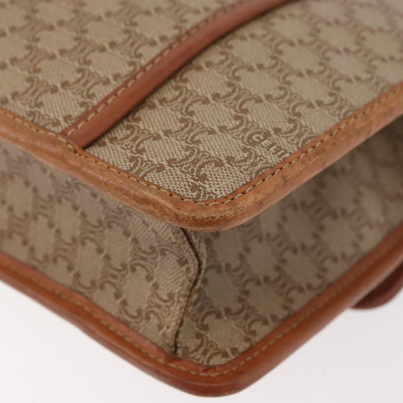 CELINE Macadam Canvas Shoulder Bag PVC Beige Gold Auth 179762A