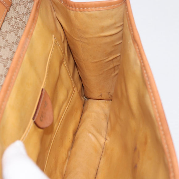 CELINE Macadam Canvas Shoulder Bag PVC Beige Gold Auth 179762A