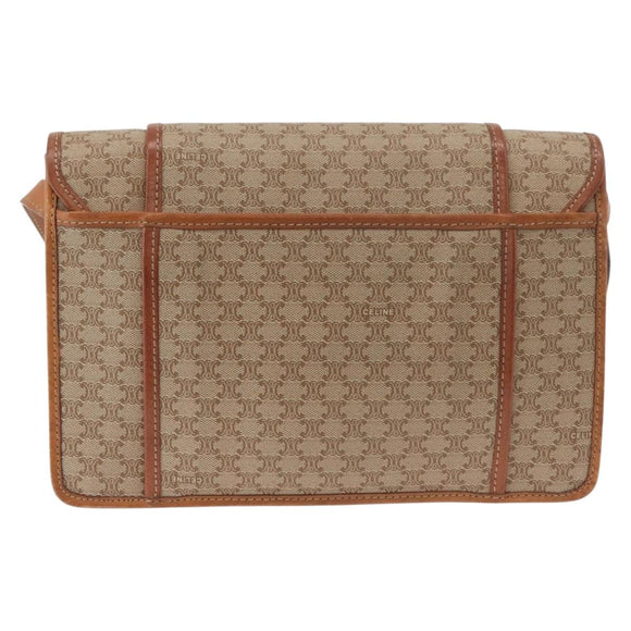 CELINE Macadam Canvas Shoulder Bag PVC Beige Gold Auth 179762A