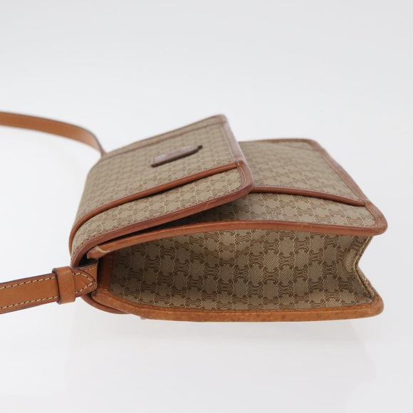 CELINE Macadam Canvas Shoulder Bag PVC Beige Gold Auth 179762A