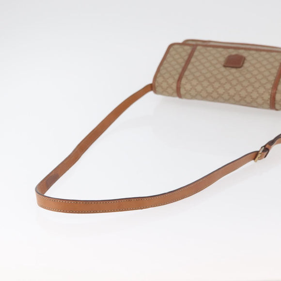 CELINE Macadam Canvas Shoulder Bag PVC Beige Gold Auth 179762A
