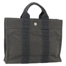HERMES Her LinePM Hand Bag Canvas Gray Silver Auth 179763A-1