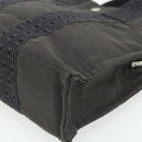 HERMES Her LinePM Hand Bag Canvas Gray Silver Auth 179763A-9