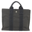 HERMES Her LinePM Hand Bag Canvas Gray Silver Auth 179763A-13