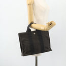 HERMES Her LinePM Hand Bag Canvas Gray Silver Auth 179763A-20