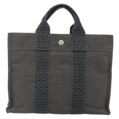 HERMES Her LinePM Hand Bag Canvas Gray Silver Auth 179763A - 0