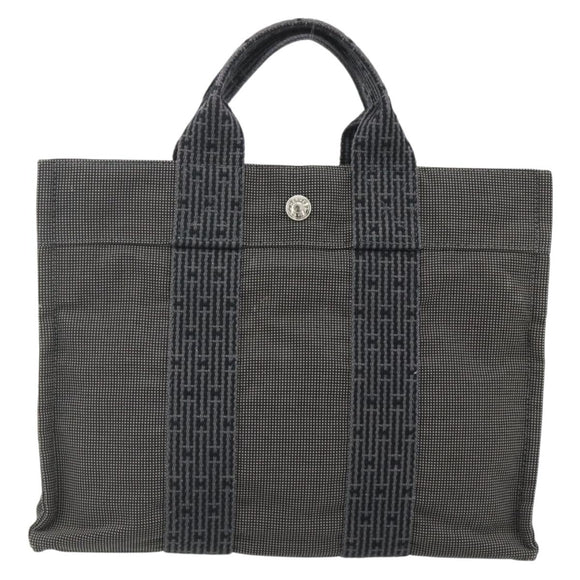 HERMES Her LinePM Hand Bag Canvas Gray Silver Auth 179763A
