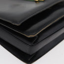 GUCCI Horsebit Web Sherry Line Shoulder Bag Leather Black Gold Auth 179764-11